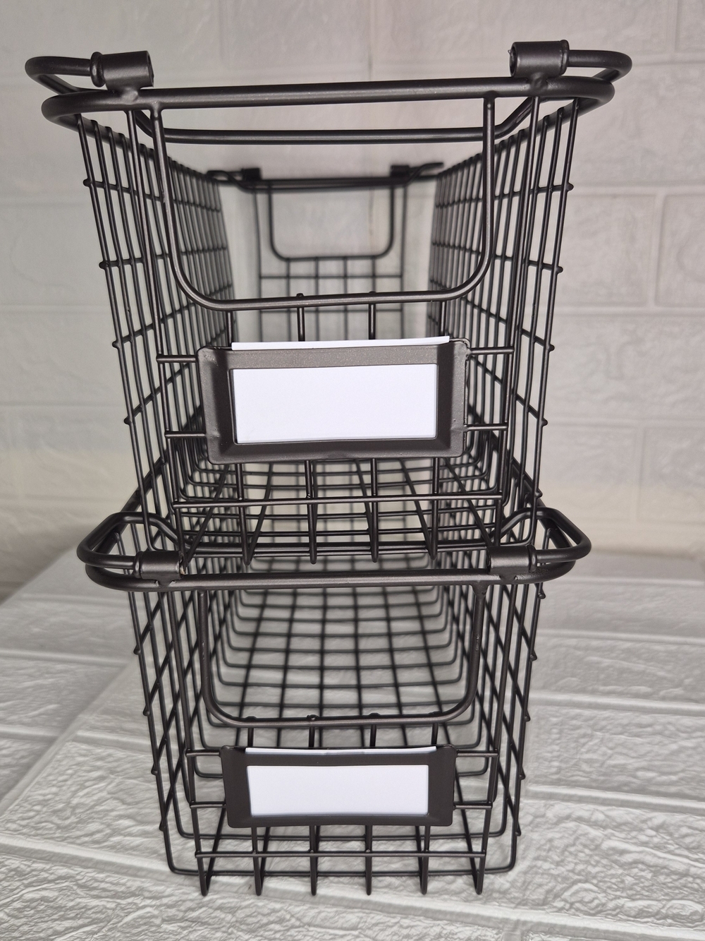 Metal Wire Stackable Storage Baskets - Black